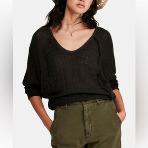 We The Free Gray Thien's Hacci Coastal Boho Slouchy Beach Festival Sweater